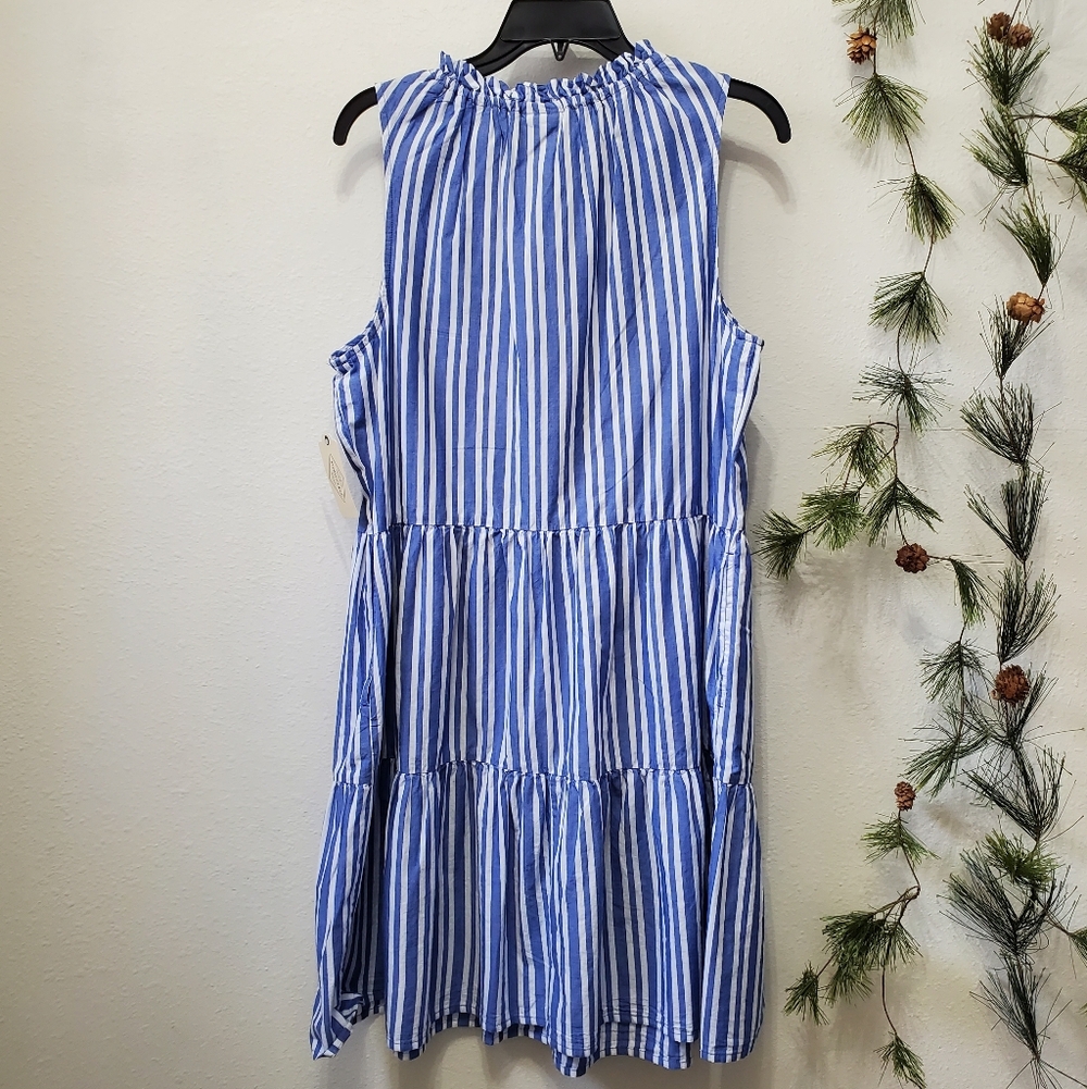 St. John's Bay 100% Cotton Boho Striped Sleeveless Embroidered Sundress NWT - Picture 2 of 10
